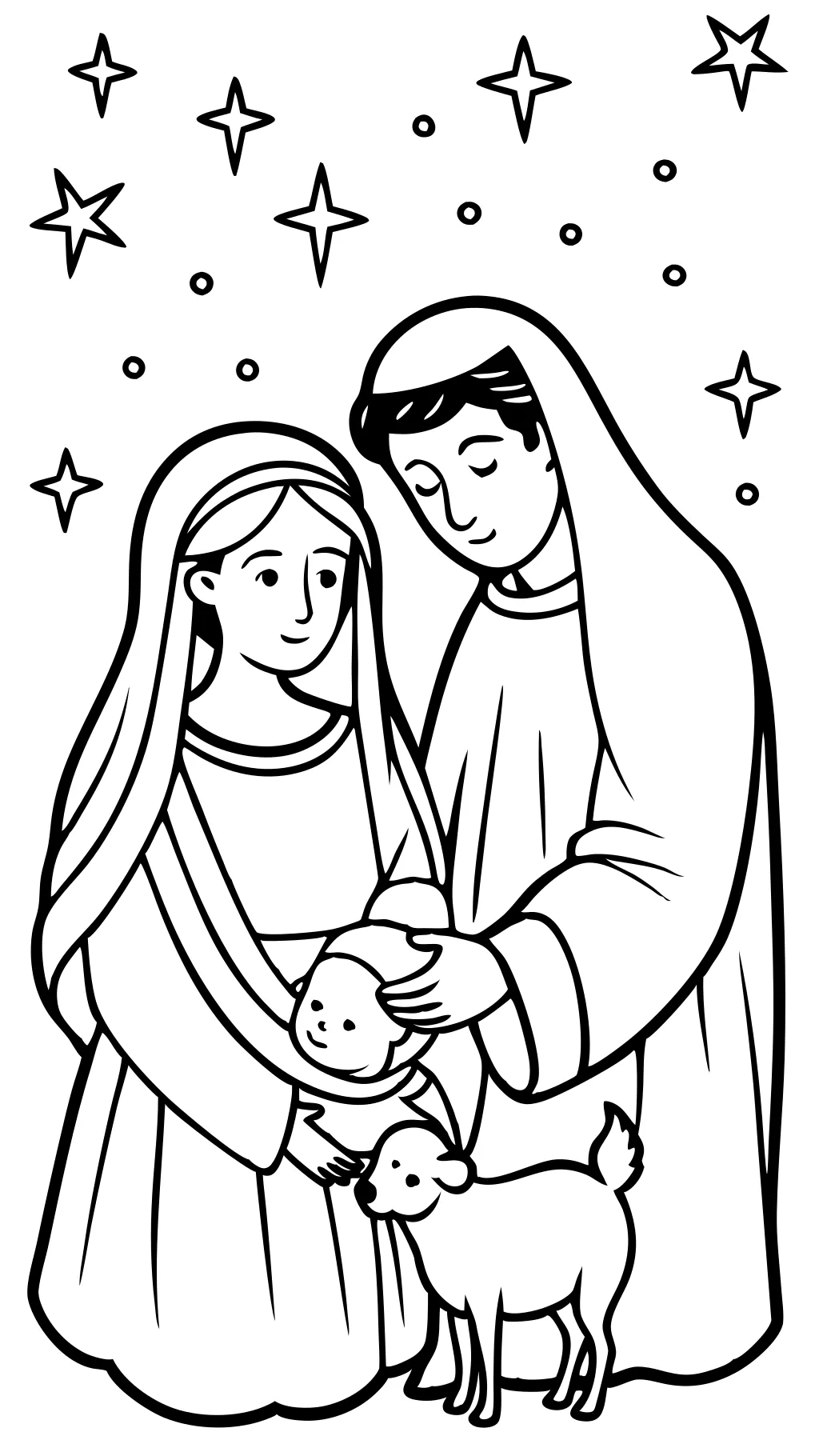 coloring page of the holy family